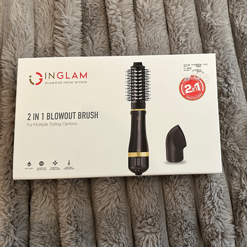 INGLAM 2 in 1 Blowout Brush - Black and Gold